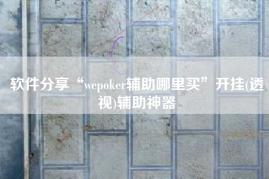 软件分享“wepoker辅助哪里买”开挂(透视)辅助神器