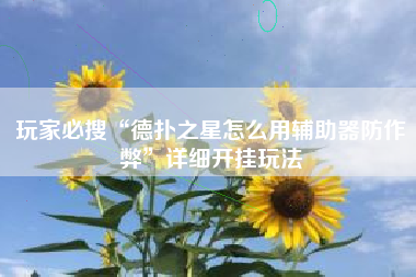 玩家必搜“德扑之星怎么用辅助器防作弊”详细开挂玩法