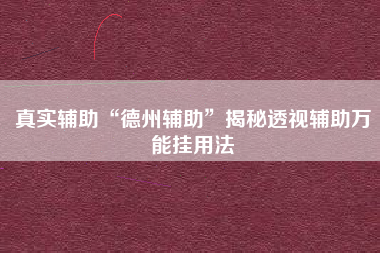 真实辅助“德州辅助”揭秘透视辅助万能挂用法