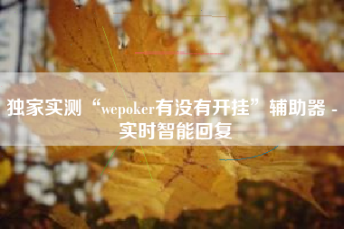 独家实测“wepoker有没有开挂”辅助器 - 实时智能回复
