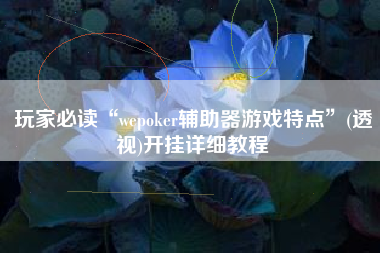 玩家必读“wepoker辅助器游戏特点”(透视)开挂详细教程