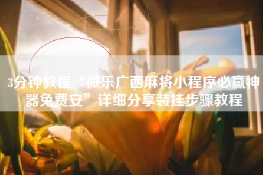 3分钟教程“微乐广西麻将小程序必赢神器免费安”详细分享装挂步骤教程