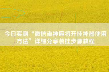 今日实测“微信雀神麻将开挂神器使用方法”详细分享装挂步骤教程