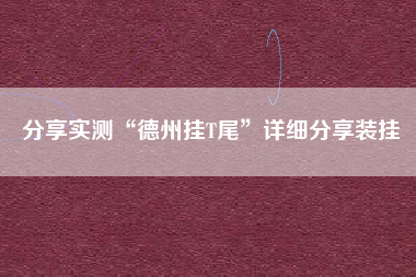 分享实测“德州挂T尾”详细分享装挂