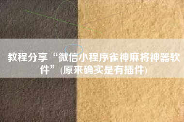 教程分享“微信小程序雀神麻将神器软件”(原来确实是有插件)