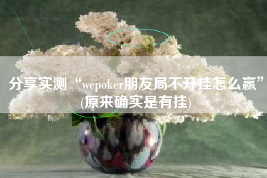 分享实测“wepoker朋友局不开挂怎么赢”(原来确实是有挂)