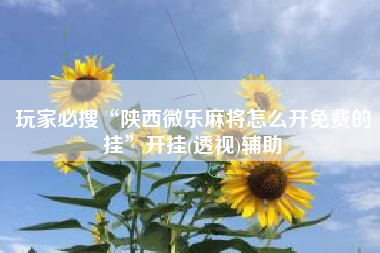 玩家必搜“陕西微乐麻将怎么开免费的挂	”开挂(透视)辅助