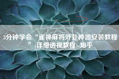 3分钟学会“雀神麻将外卦神器安装教程”(详细透视教程)-知乎