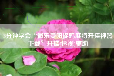 3分钟学会“微乐贵阳捉鸡麻将开挂神器下载	”开挂(透视)辅助