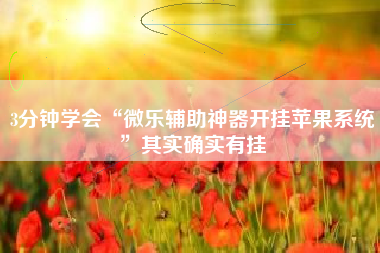 3分钟学会“微乐辅助神器开挂苹果系统”其实确实有挂