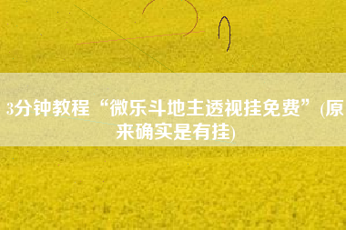 3分钟教程“微乐斗地主透视挂免费	”(原来确实是有挂)