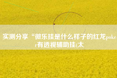实测分享“微乐挂是什么样子的红龙poker有透视辅助挂(太