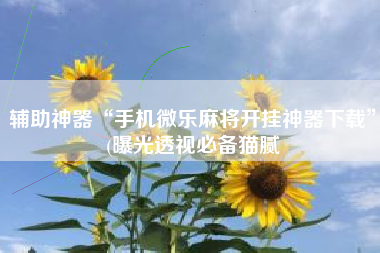 辅助神器“手机微乐麻将开挂神器下载”(曝光透视必备猫腻