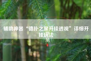 辅助神器“德扑之星开挂透视”详细开挂玩法