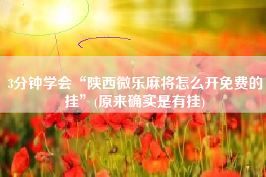 3分钟学会“陕西微乐麻将怎么开免费的挂”(原来确实是有挂)