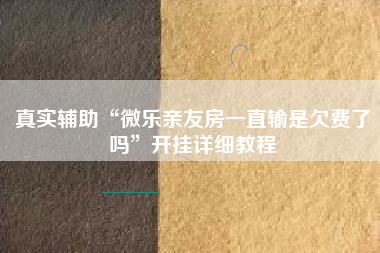真实辅助“微乐亲友房一直输是欠费了吗”开挂详细教程