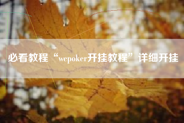 必看教程“wepoker开挂教程”详细开挂