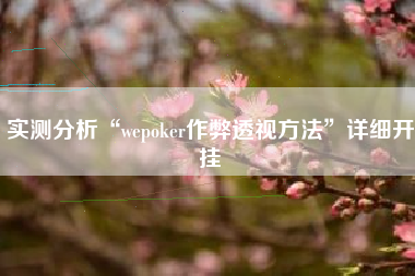 实测分析“wepoker作弊透视方法”详细开挂