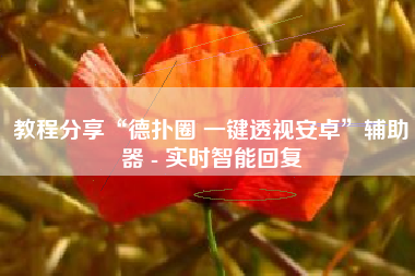 教程分享“德扑圈 一键透视安卓”辅助器 - 实时智能回复