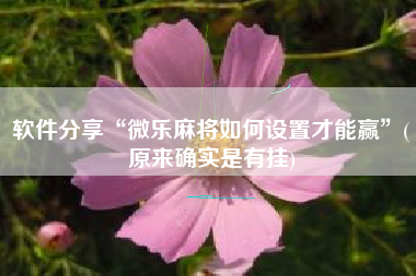 软件分享“微乐麻将如何设置才能赢”(原来确实是有挂)