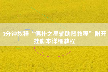 3分钟教程“德扑之星辅助器教程”附开挂脚本详细教程