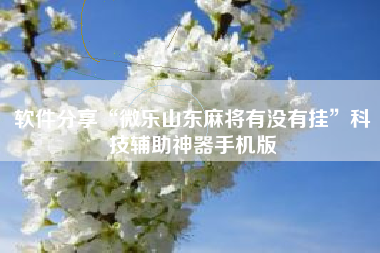 软件分享“微乐山东麻将有没有挂”科技辅助神器手机版