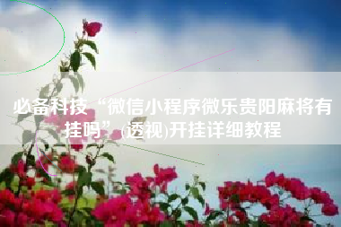 必备科技“微信小程序微乐贵阳麻将有挂吗”(透视)开挂详细教程