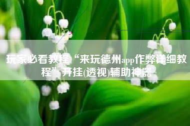 玩家必看教程“来玩德州app作弊详细教程”开挂(透视)辅助神器