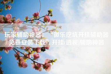 玩家辅助神器：“微乐挖坑开挂辅助器免费安装下载”开挂(透视)辅助神器