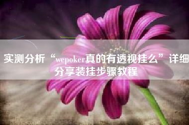 实测分析“wepoker真的有透视挂么	”详细分享装挂步骤教程