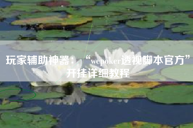 玩家辅助神器：“wepoker透视脚本官方”开挂详细教程