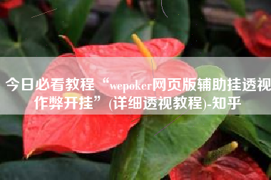 今日必看教程“wepoker网页版辅助挂透视作弊开挂”(详细透视教程)-知乎