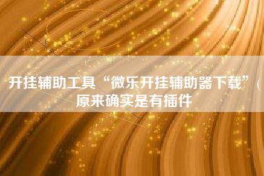 开挂辅助工具“微乐开挂辅助器下载	”(原来确实是有插件