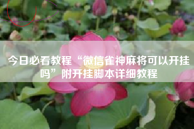 今日必看教程“微信雀神麻将可以开挂吗	”附开挂脚本详细教程