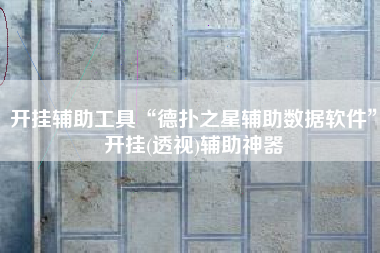 开挂辅助工具“德扑之星辅助数据软件”开挂(透视)辅助神器