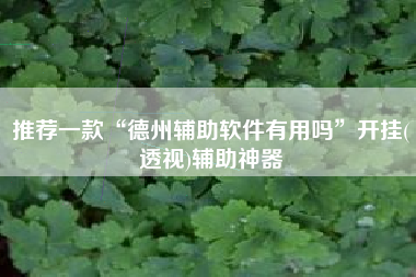推荐一款“德州辅助软件有用吗”开挂(透视)辅助神器