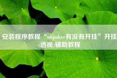 安装程序教程“wepoker有没有开挂”开挂(透视)辅助教程