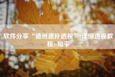 软件分享“德州德扑透视”(详细透视教程)-知乎