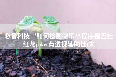 必备科技“如何检测微乐小程序是否挂红龙poker有透视辅助挂(太 必备科技“如何检测微乐小程序是否挂红龙poker有透视辅助挂(太