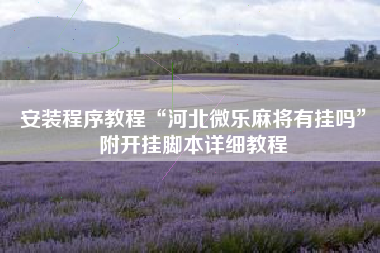 安装程序教程“河北微乐麻将有挂吗”附开挂脚本详细教程