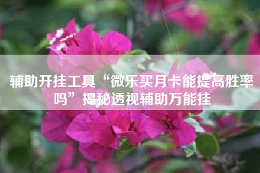 辅助开挂工具“微乐买月卡能提高胜率吗”揭秘透视辅助万能挂