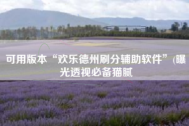 可用版本“欢乐德州刷分辅助软件”(曝光透视必备猫腻