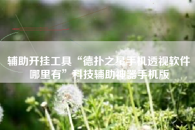 辅助开挂工具“德扑之星手机透视软件哪里有	”科技辅助神器手机版
