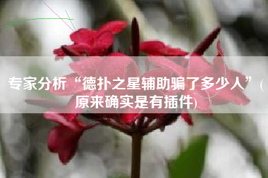 专家分析“德扑之星辅助骗了多少人”(原来确实是有插件)