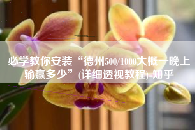 必学教你安装“德州500/1000大概一晚上输赢多少”(详细透视教程)-知乎