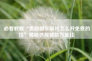 必看教程“贵阳微乐麻将怎么开免费的挂”揭秘透视辅助万能挂