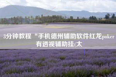 3分钟教程“手机德州辅助软件红龙poker有透视辅助挂(太