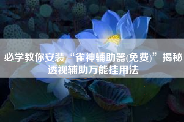 必学教你安装“雀神辅助器(免费)	”揭秘透视辅助万能挂用法