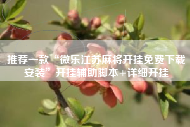 推荐一款“微乐江苏麻将开挂免费下载安装”开挂辅助脚本+详细开挂