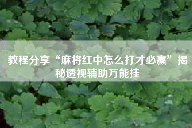 教程分享“麻将红中怎么打才必赢	”揭秘透视辅助万能挂
